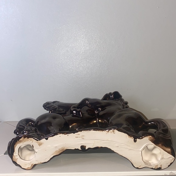 Mid-Century Fighting Stallions Statue Ceramic Bronze Glaze-Vintage 1960’s - Picture 13 of 13